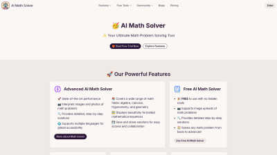 AI Math Solver - AI Tool, SaaS, or Software for AI Assistants