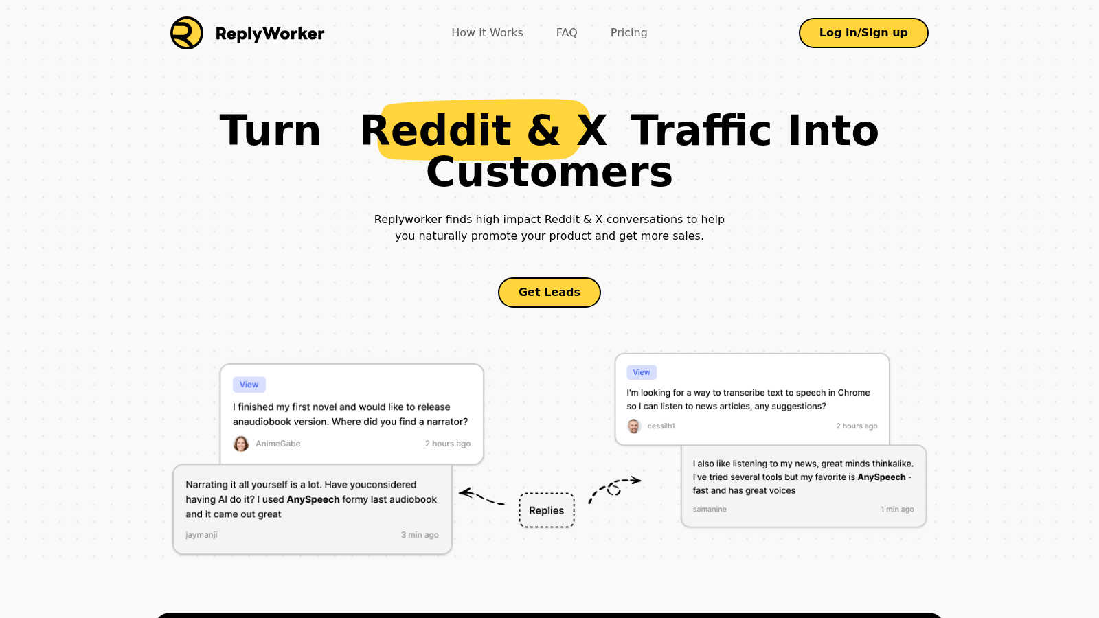 ReplyWorker AI tool interface and features