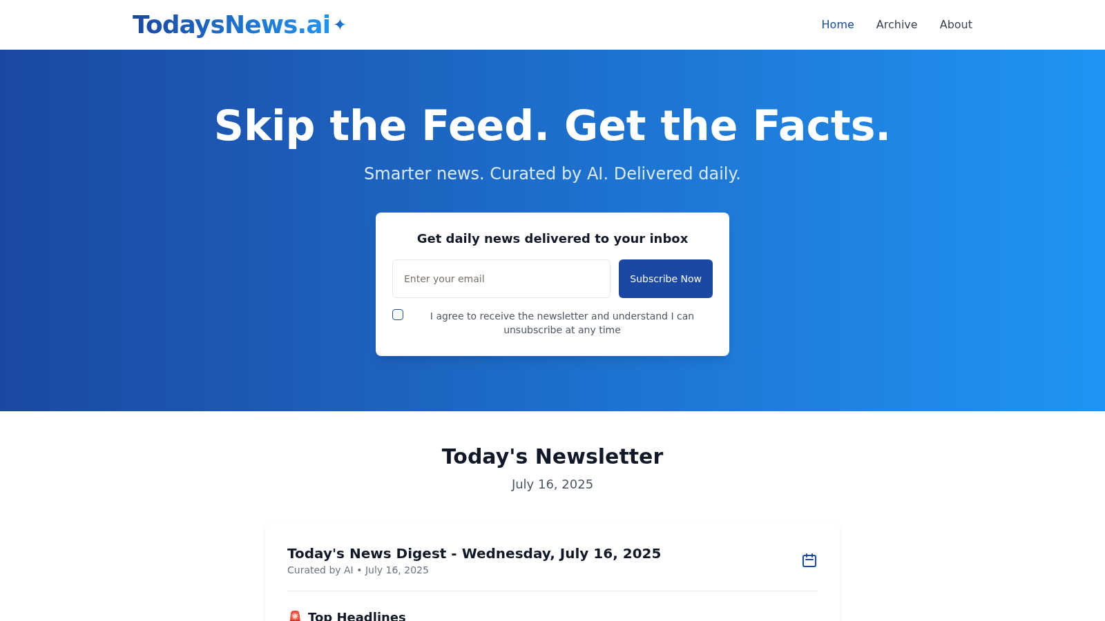 TodaysNews.ai AI tool interface and features