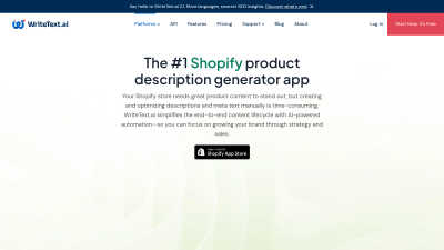 WriteText.ai for Shopify - AI Tool, SaaS, or Software for E-commerce