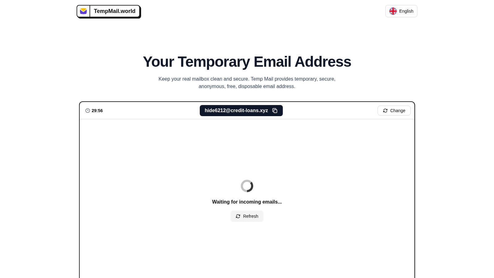 TempMail.World AI tool interface and features