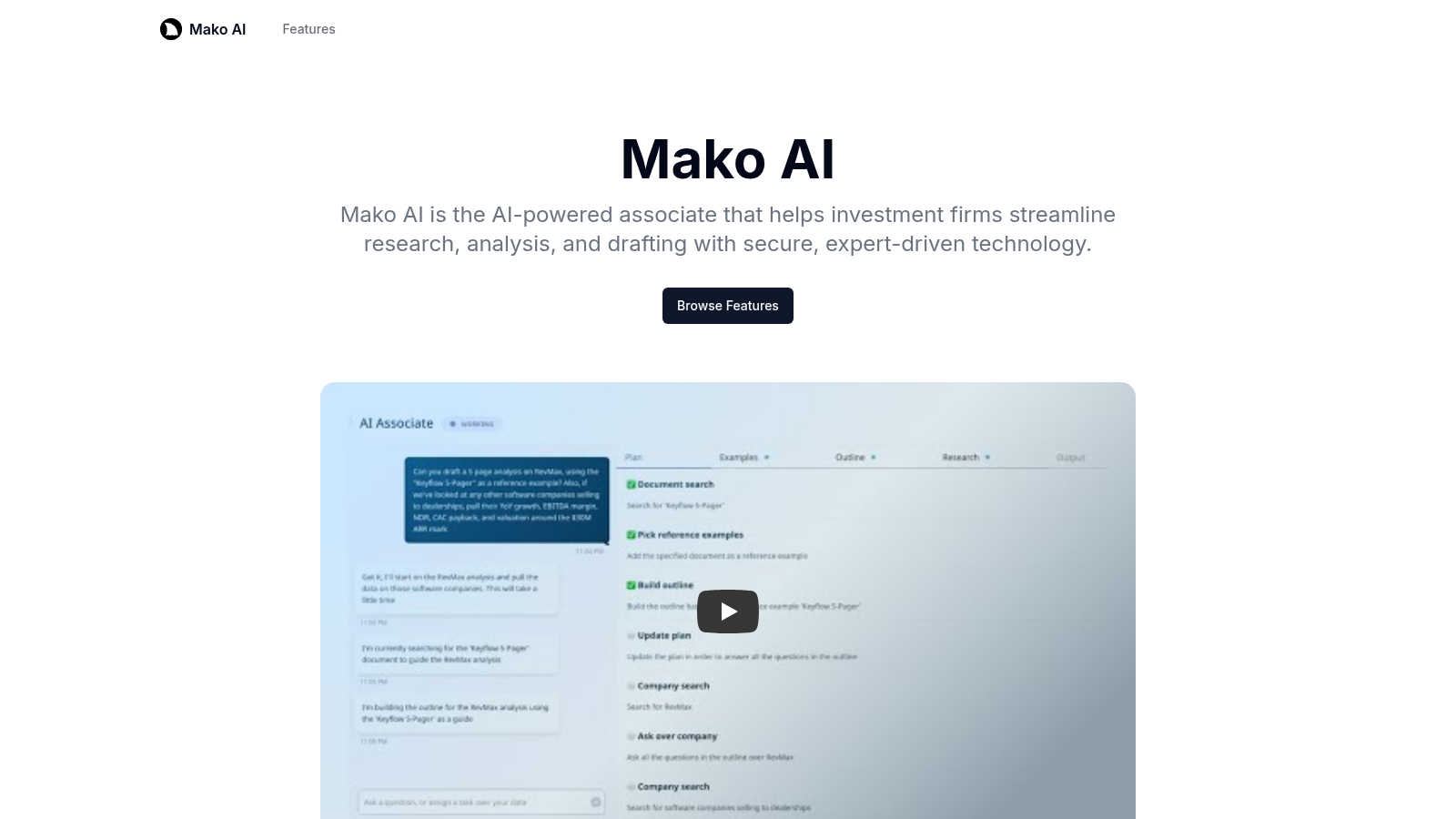 Mako AI AI tool interface and features