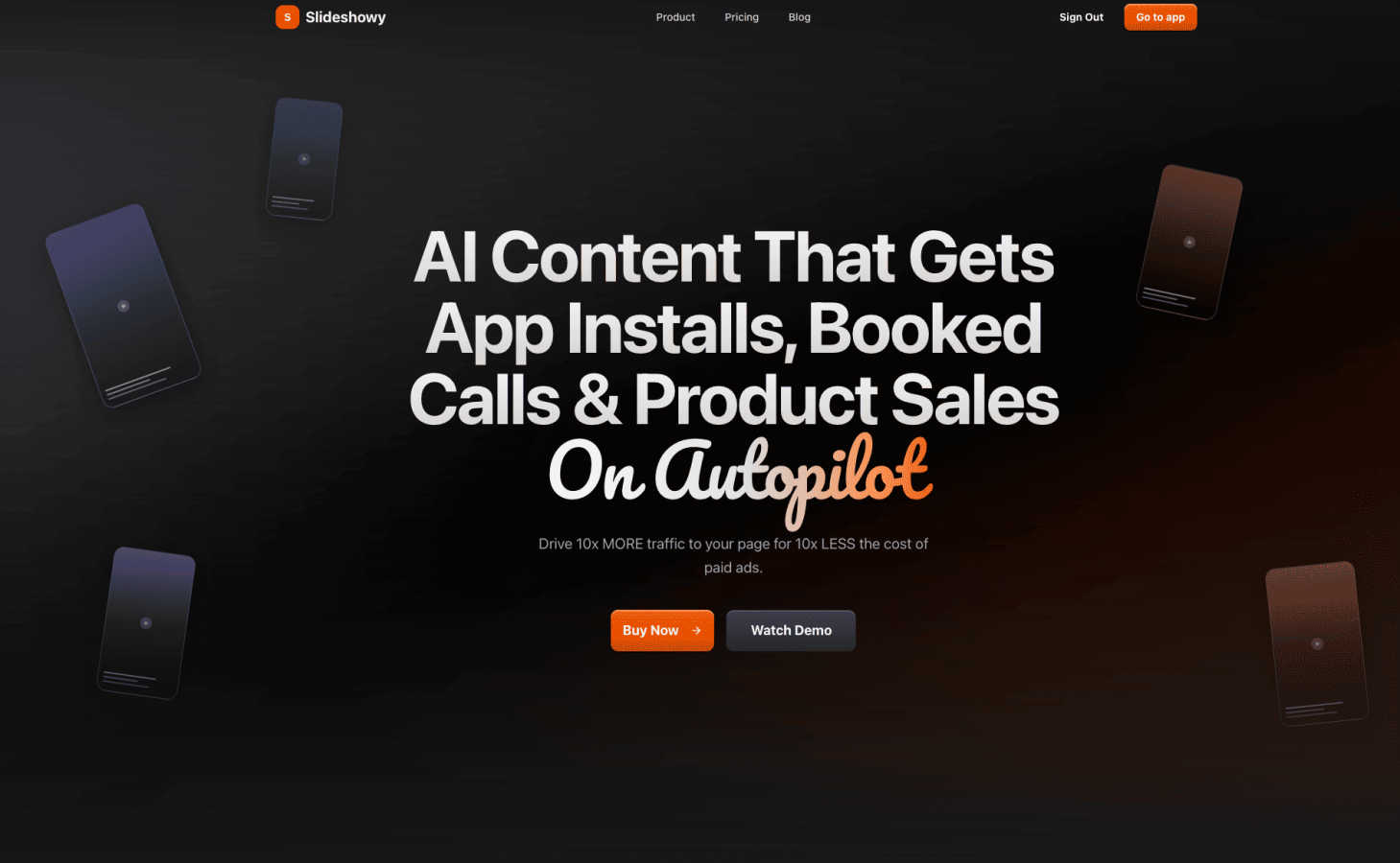 Slideshowy AI tool interface and features