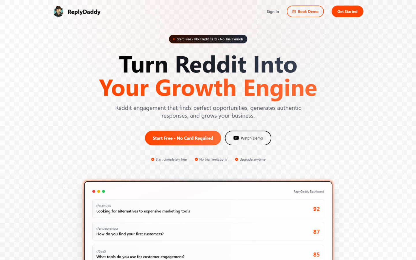 ReplyDaddy AI tool interface and features
