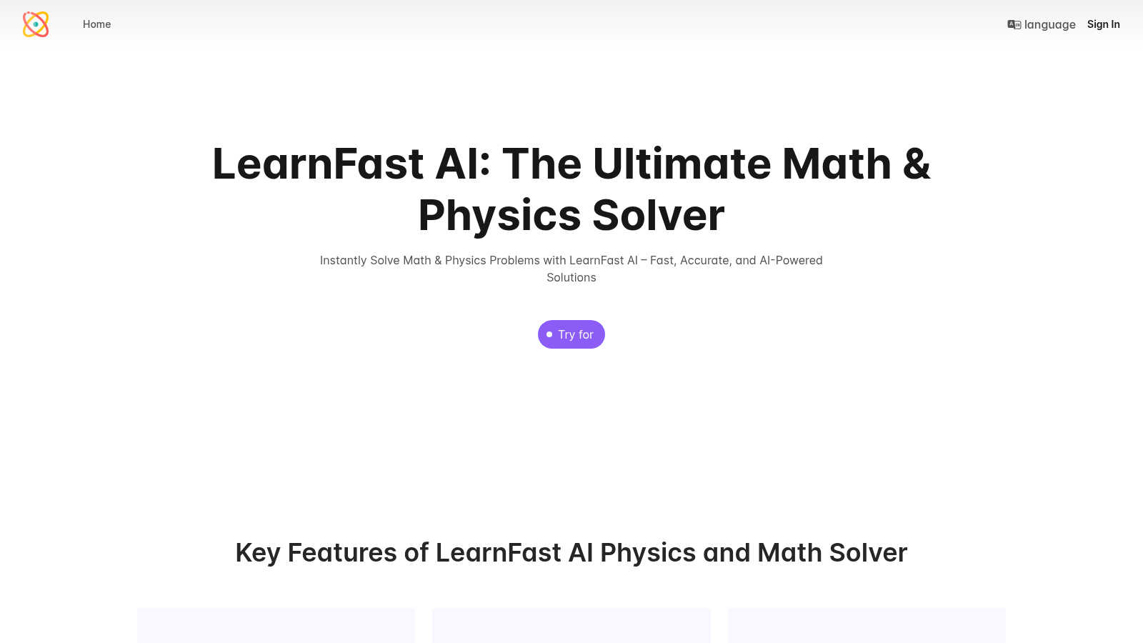 LearnFast AI: Free AI Physics Solver AI tool interface and features