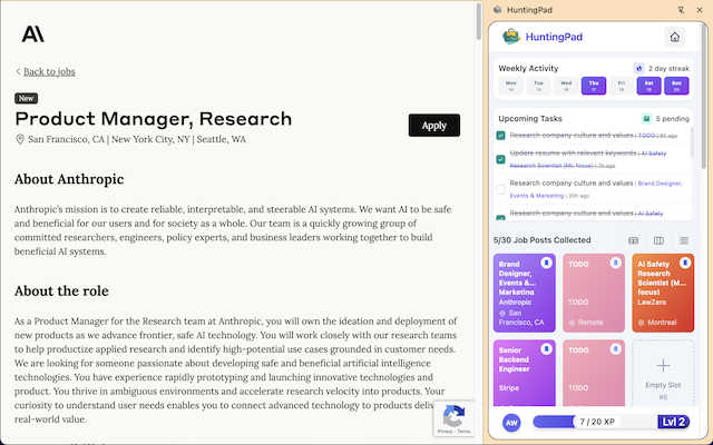 HuntingPad AI tool interface and features