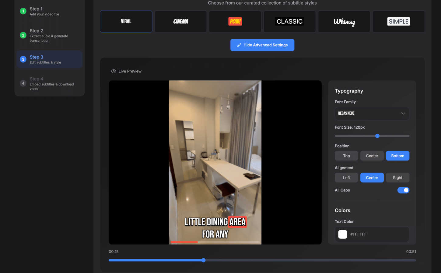 SubtitlesFast AI tool interface and features