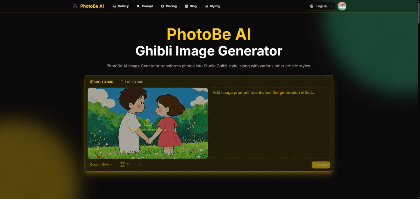 PhotoBe AI tool interface and features