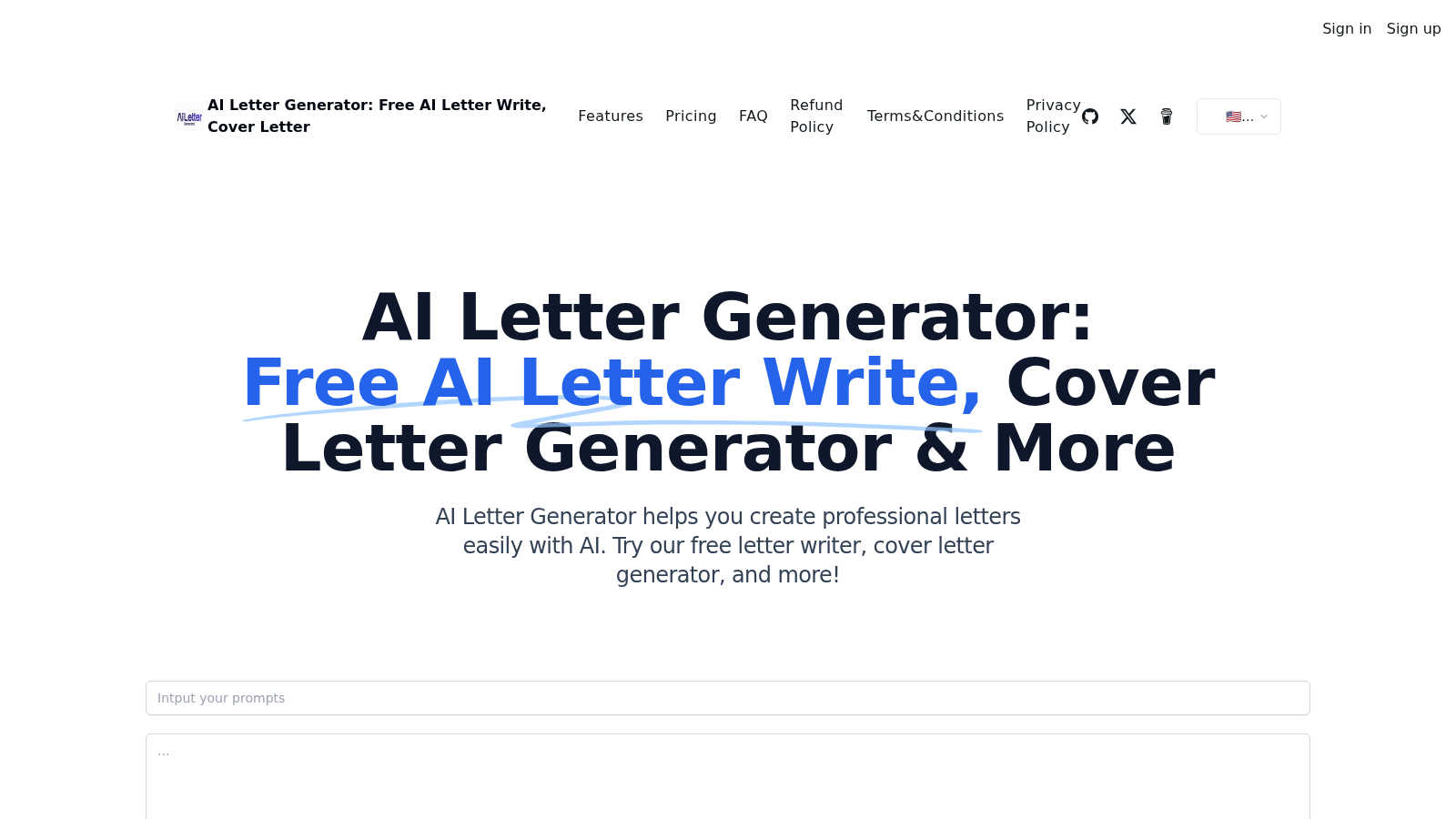 AI Letter Generator AI tool interface and features