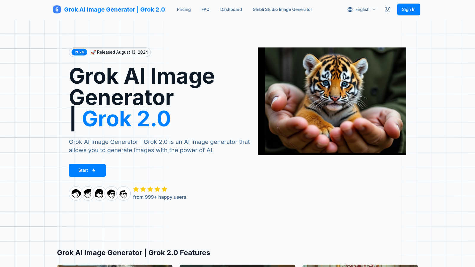 Grok AI Image Generator AI tool interface and features