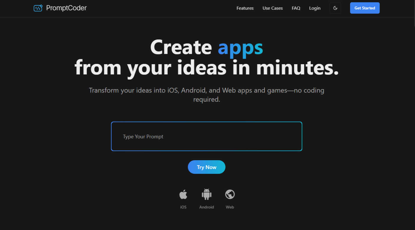 Prompt Coder AI tool interface and features