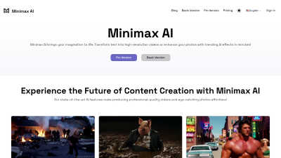 Minimax AI - AI Tool, SaaS, or Software for Content Creation