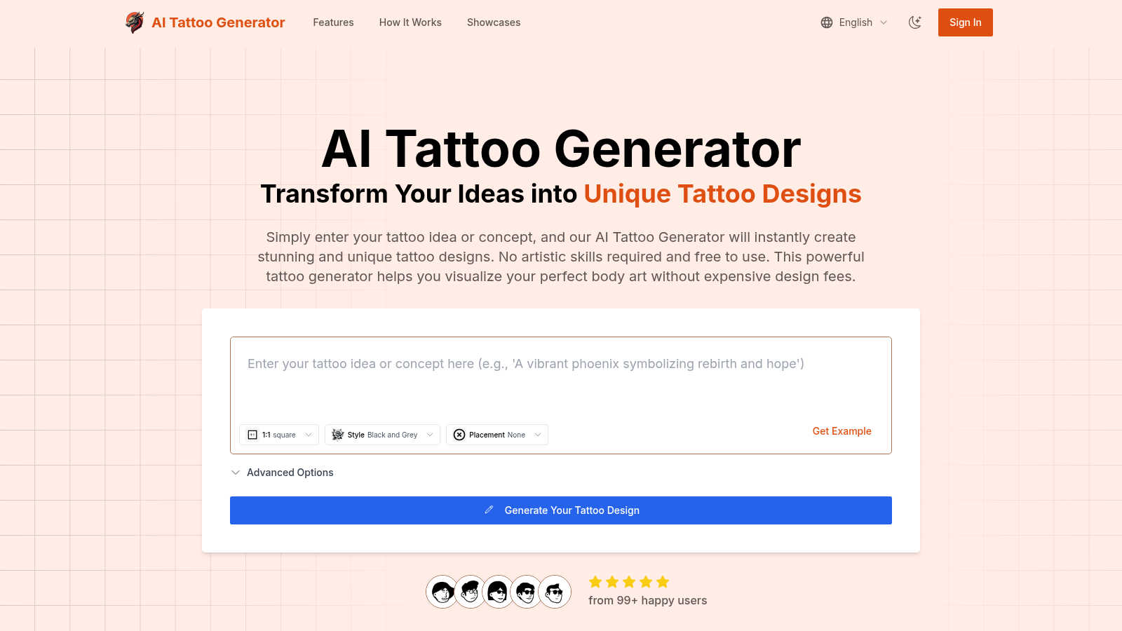 AI Tattoo Generator AI tool interface and features