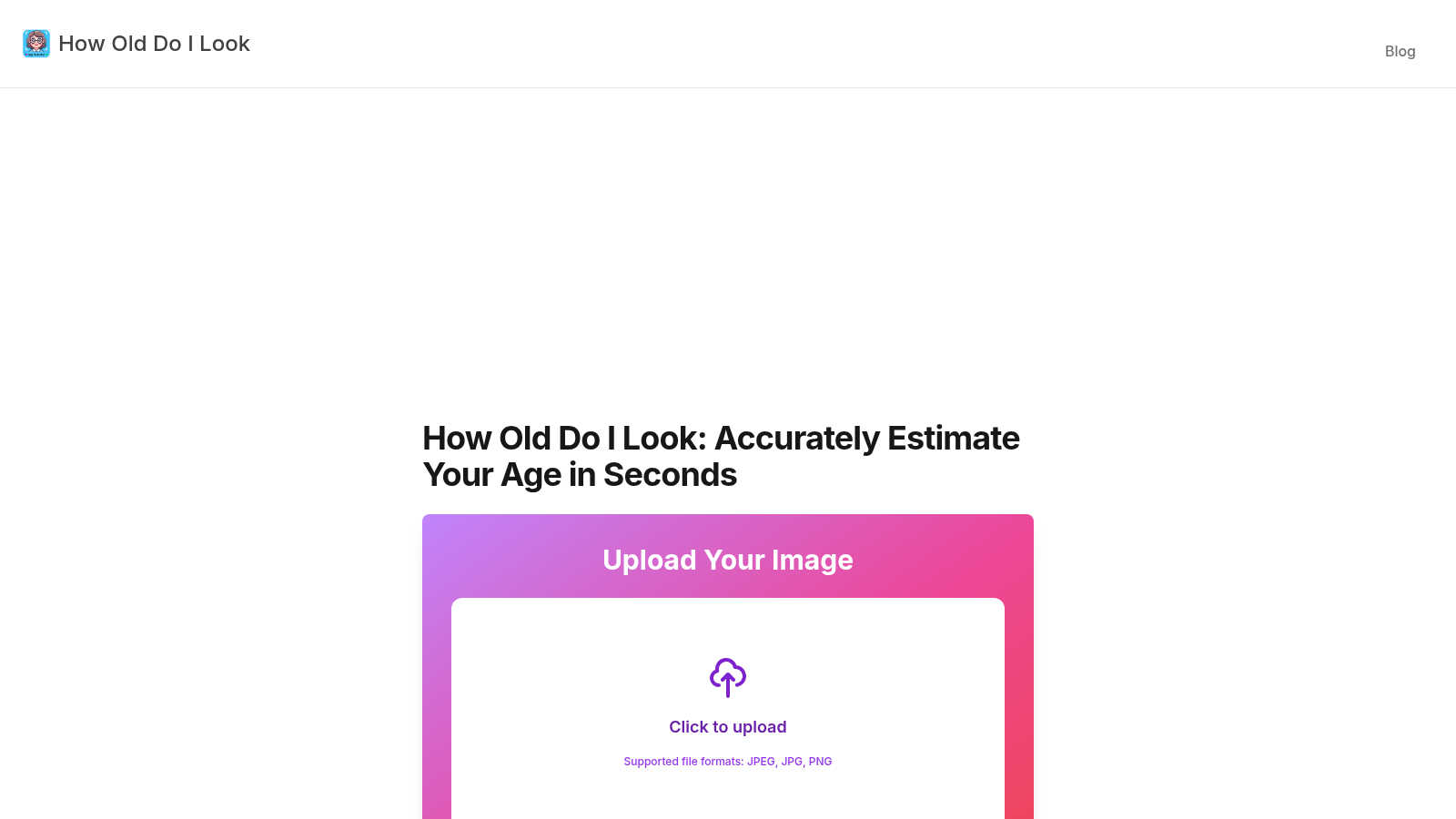 Face Age Detector AI tool interface and features