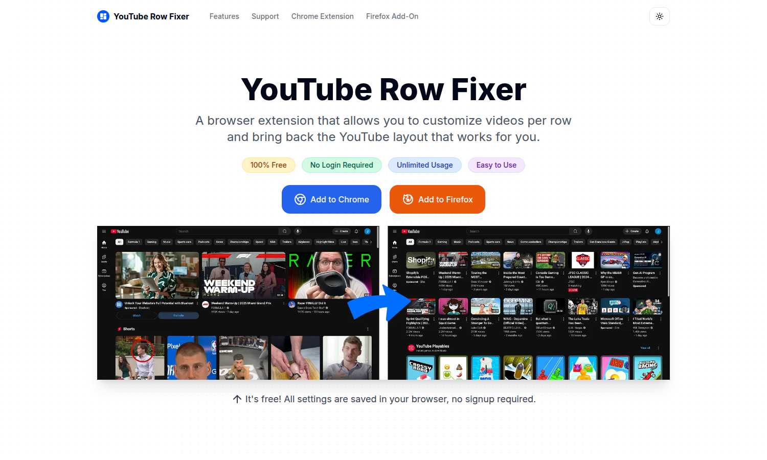 YouTube Row Fixer AI tool interface and features