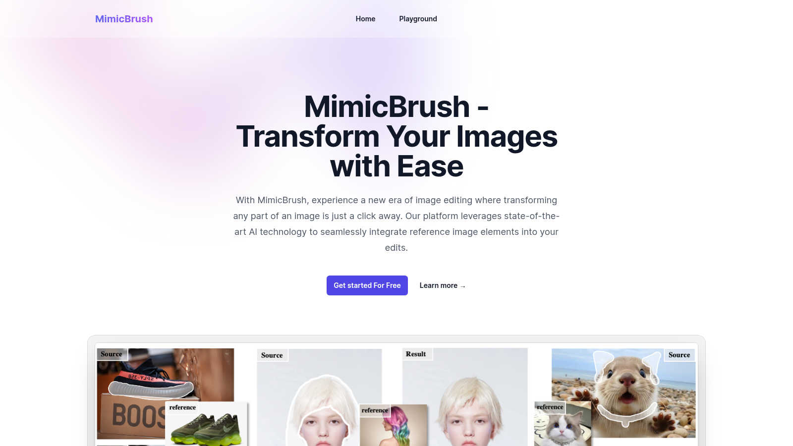 MimicBrush AI tool interface and features
