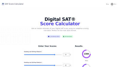 SAT Score Calculator - AI Tool, SaaS, or Software for Education & Learning