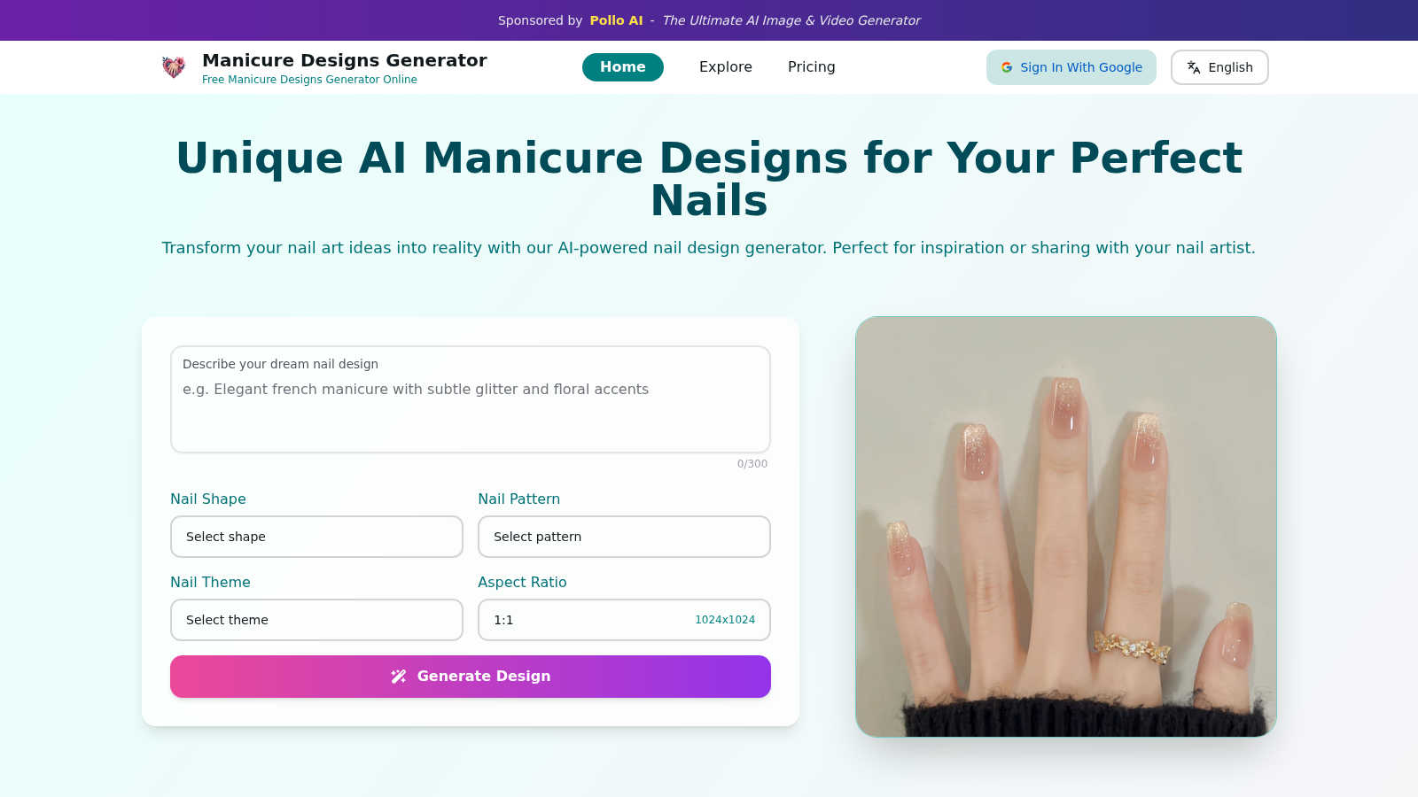 manicure.life AI tool interface and features
