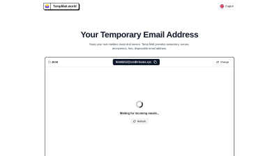TempMail.World - AI Tool, SaaS, or Software for Email Tools