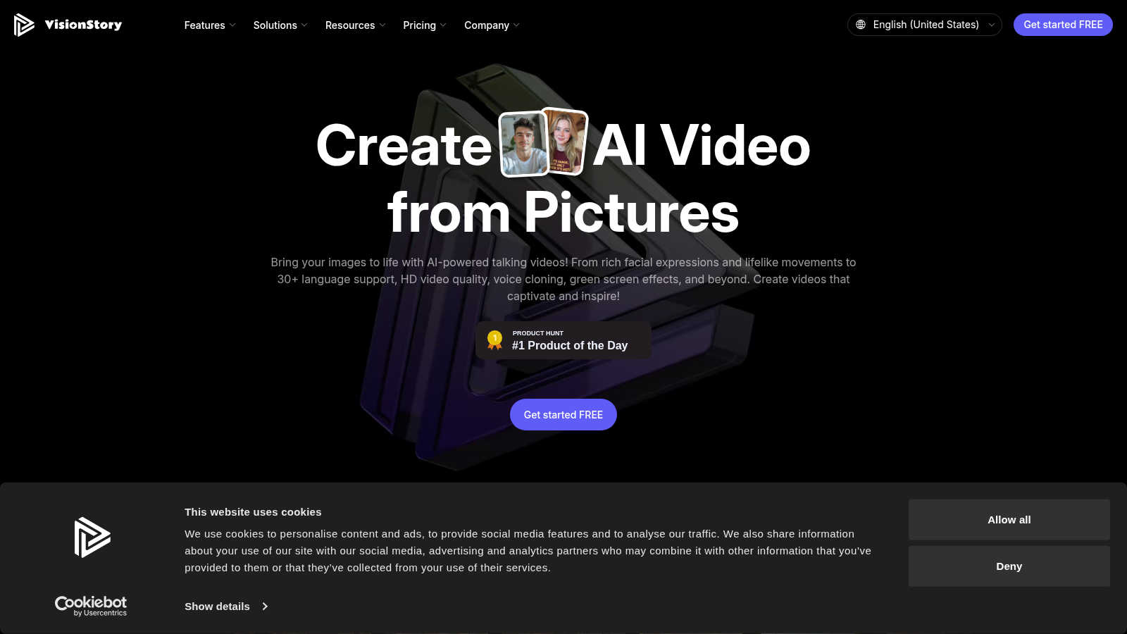 VisionStory AI tool interface and features