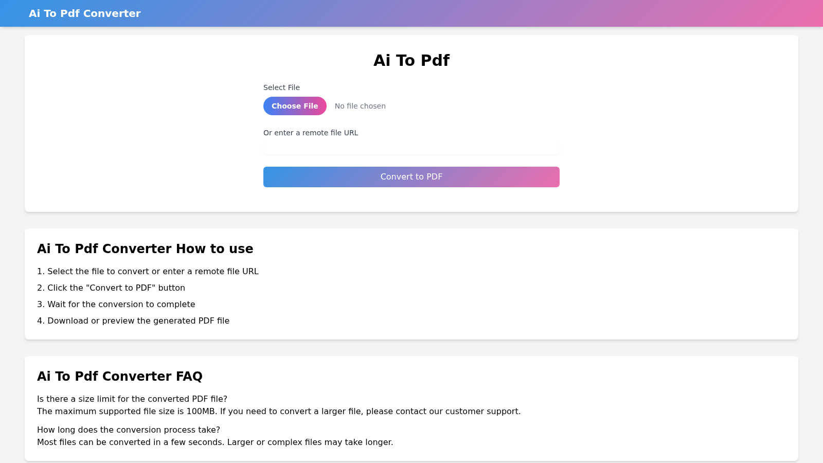 AI to PDF AI tool interface and features