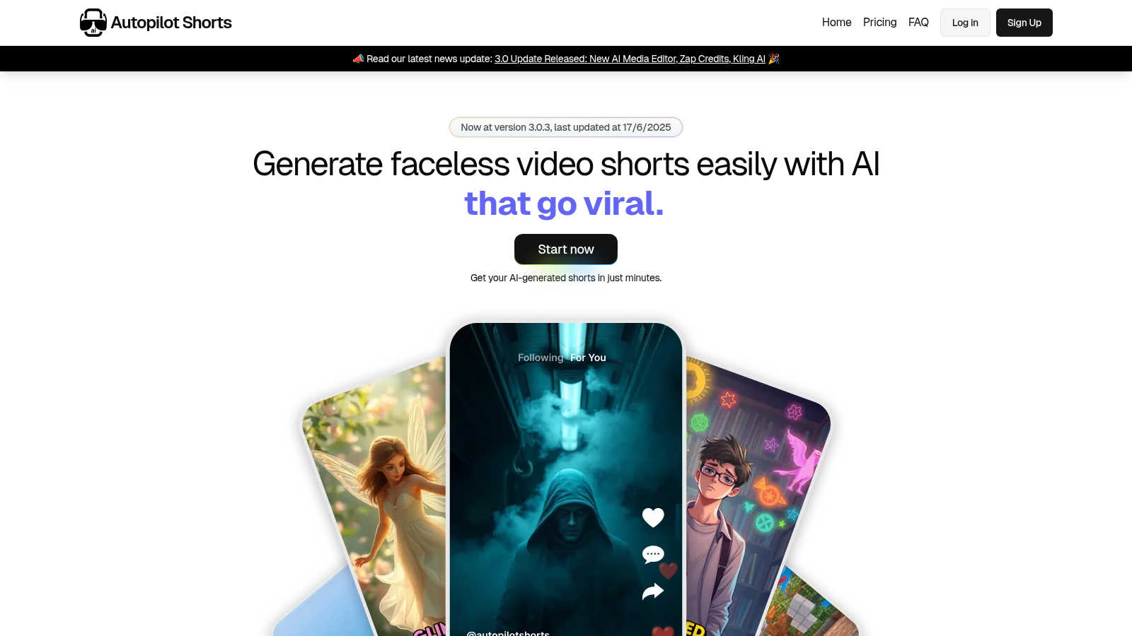 Autopilot Shorts AI tool interface and features