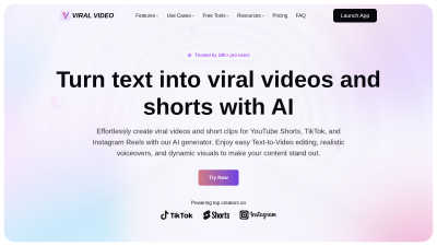 Viral Video - AI Tool, SaaS, or Software for Content Creation