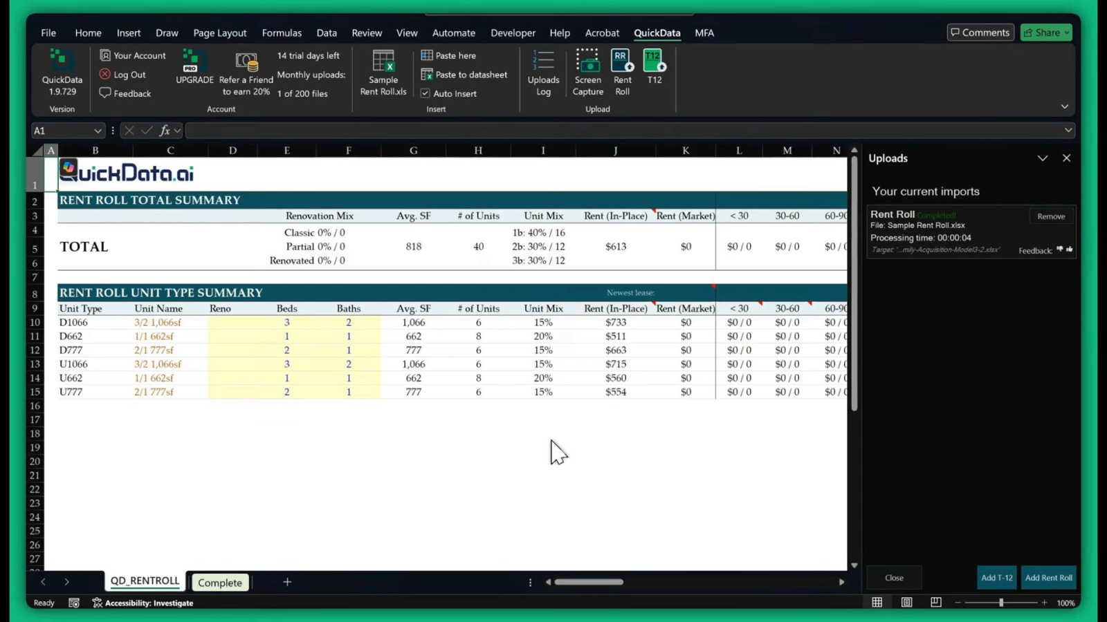 QuickData.ai AI tool interface and features