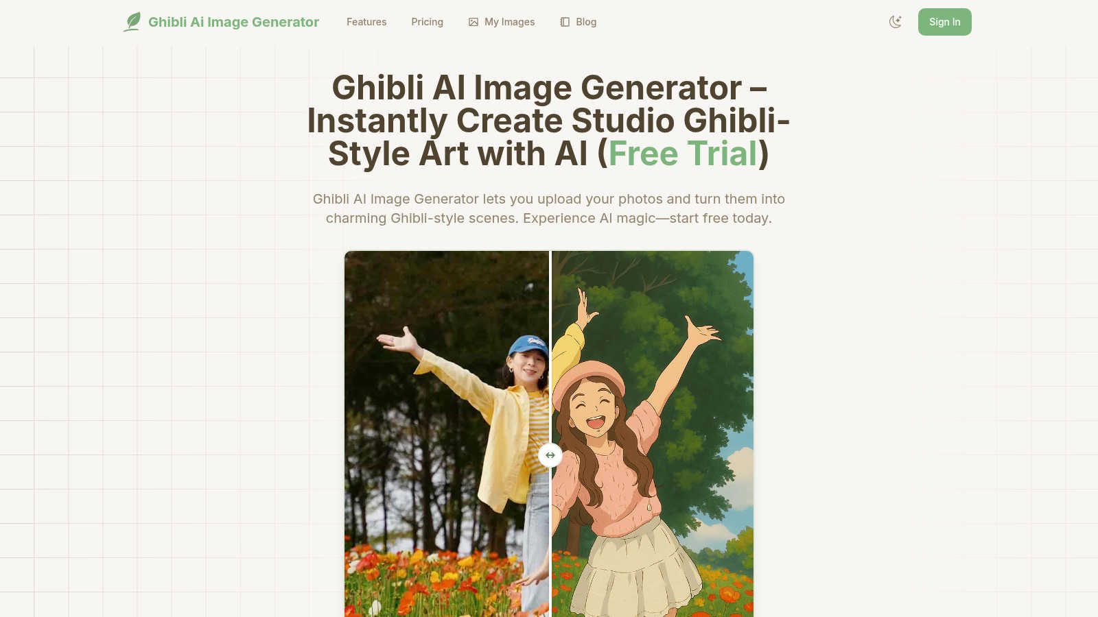Ghibli AI Image Generator AI tool interface and features