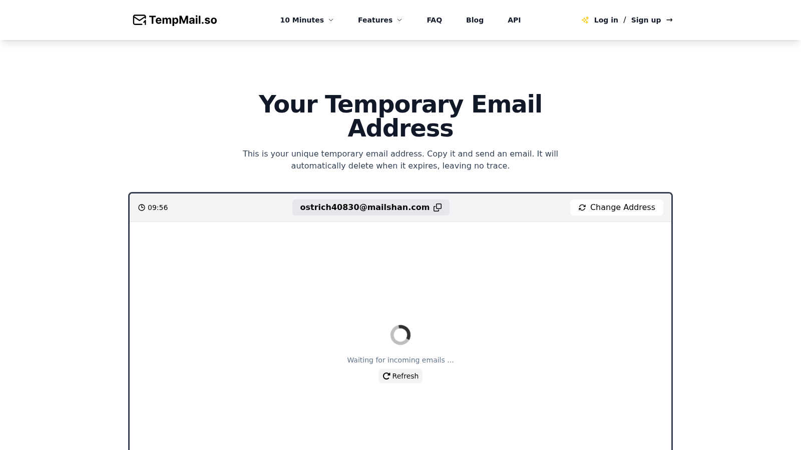 TempMail.so AI tool interface and features