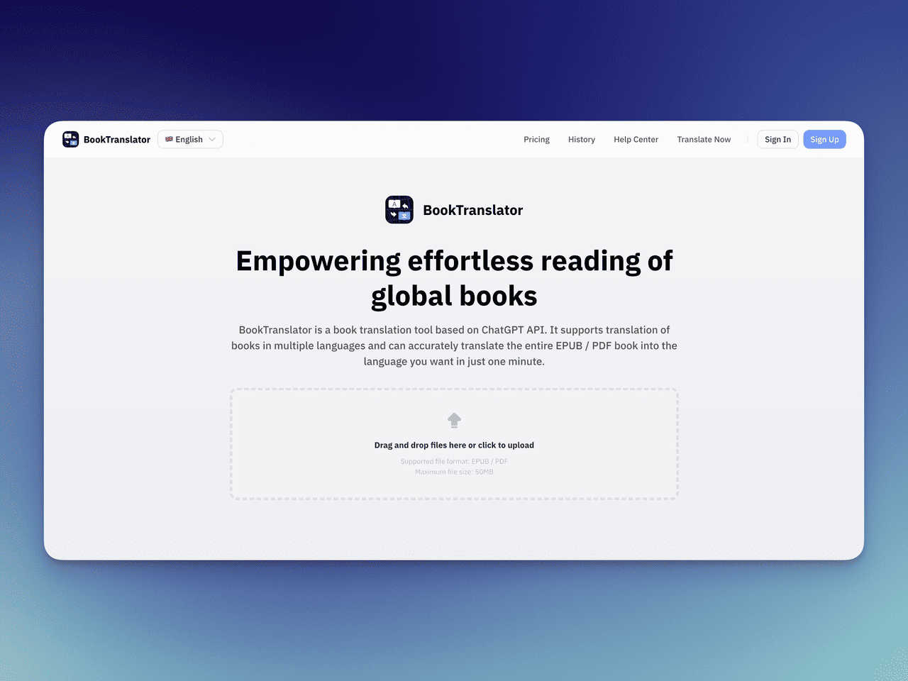 BookTranslator AI tool interface and features