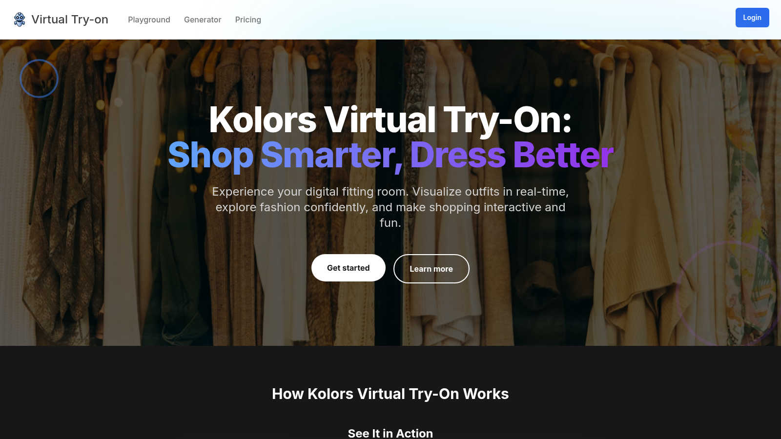 Kolors Virtual Try-On AI tool interface and features