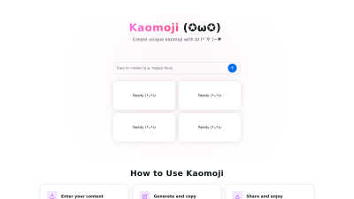 Kaomoji - AI Tool, SaaS, or Software for Content Creation