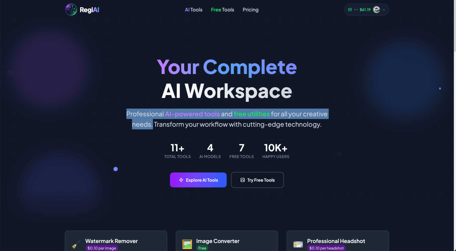 Regi AI AI tool interface and features