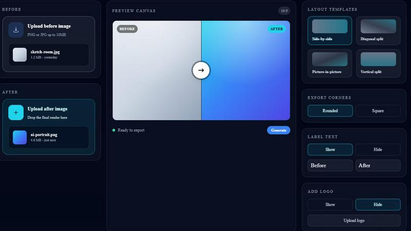 Before after Picture Maker application interface and features