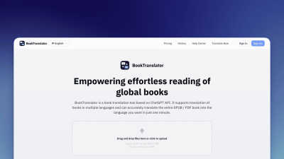 BookTranslator - AI Tool, SaaS, or Software for Language & Translation