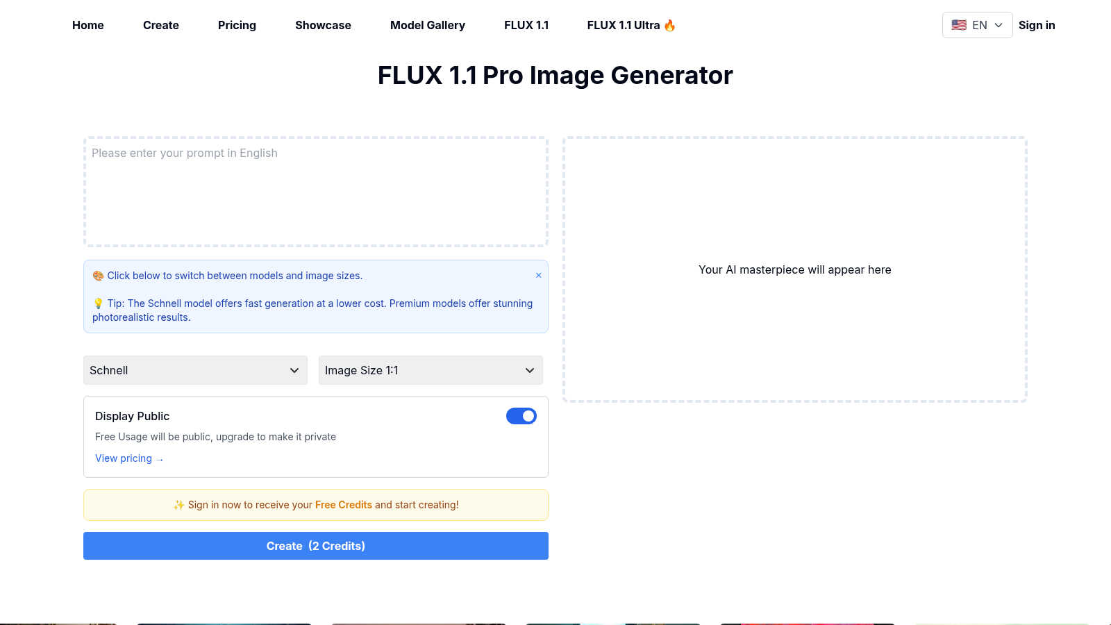FLUX 1.1 Pro AI tool interface and features