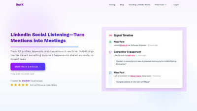 Social listening linkedin | OutX.ai - AI Tool, SaaS, or Software for AI Assistants