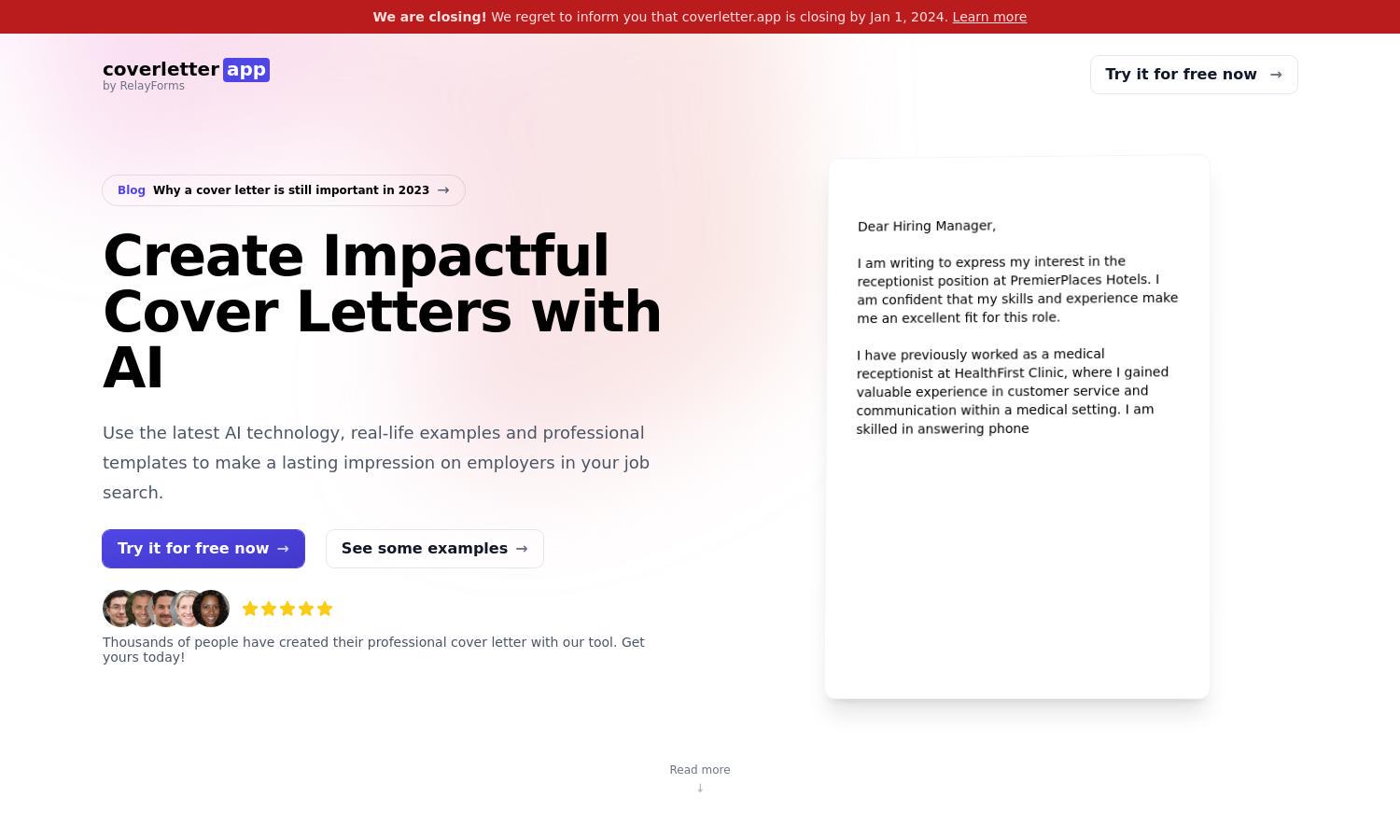 coverletter.app Website