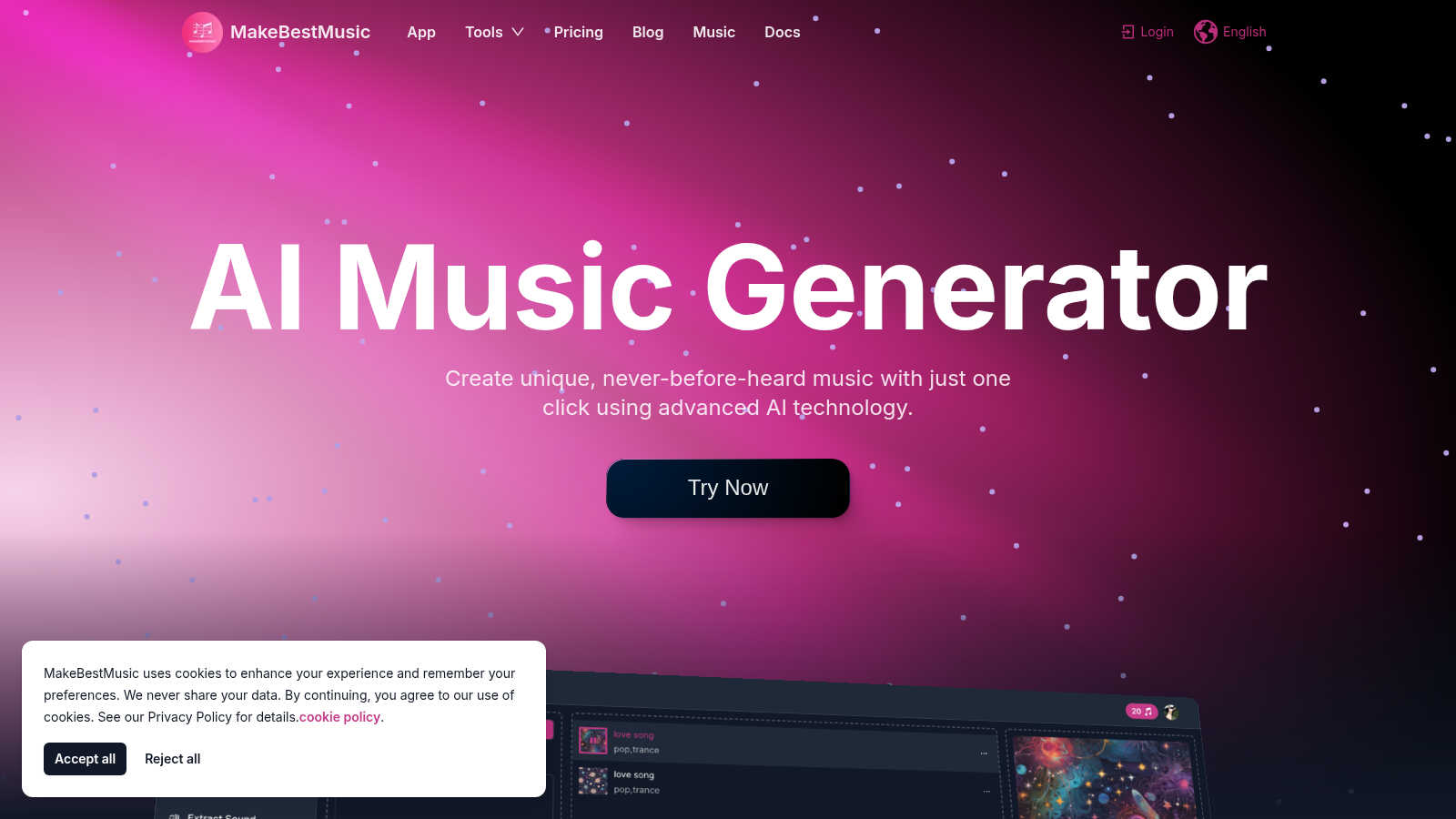 MakeBestMusic AI tool interface and features