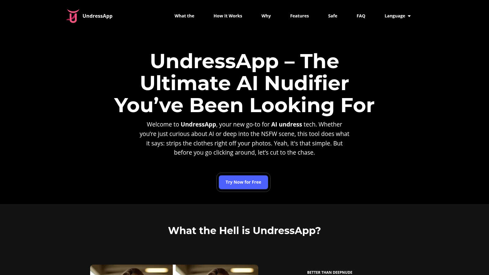 UndressApp AI tool interface and features