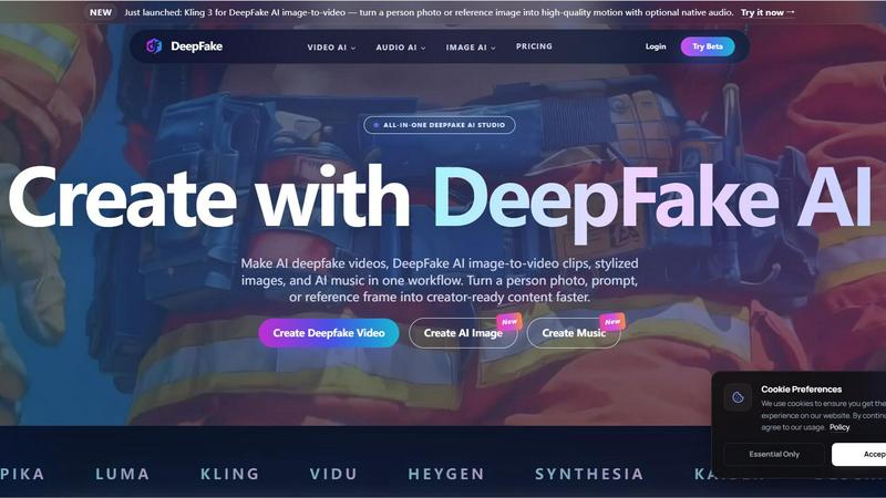 DeepFake AI application interface and features