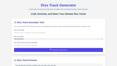 Diss Track Generator - AI Tool, SaaS, or Software for Audio & Music