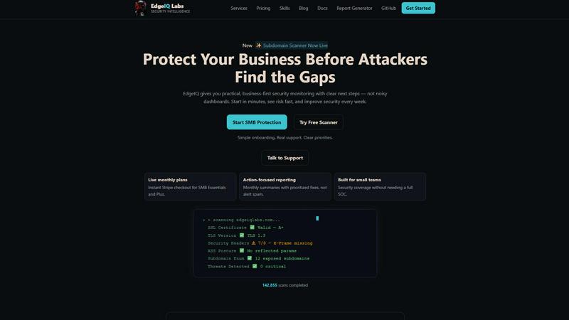 EdgeIQ Labs application interface and features