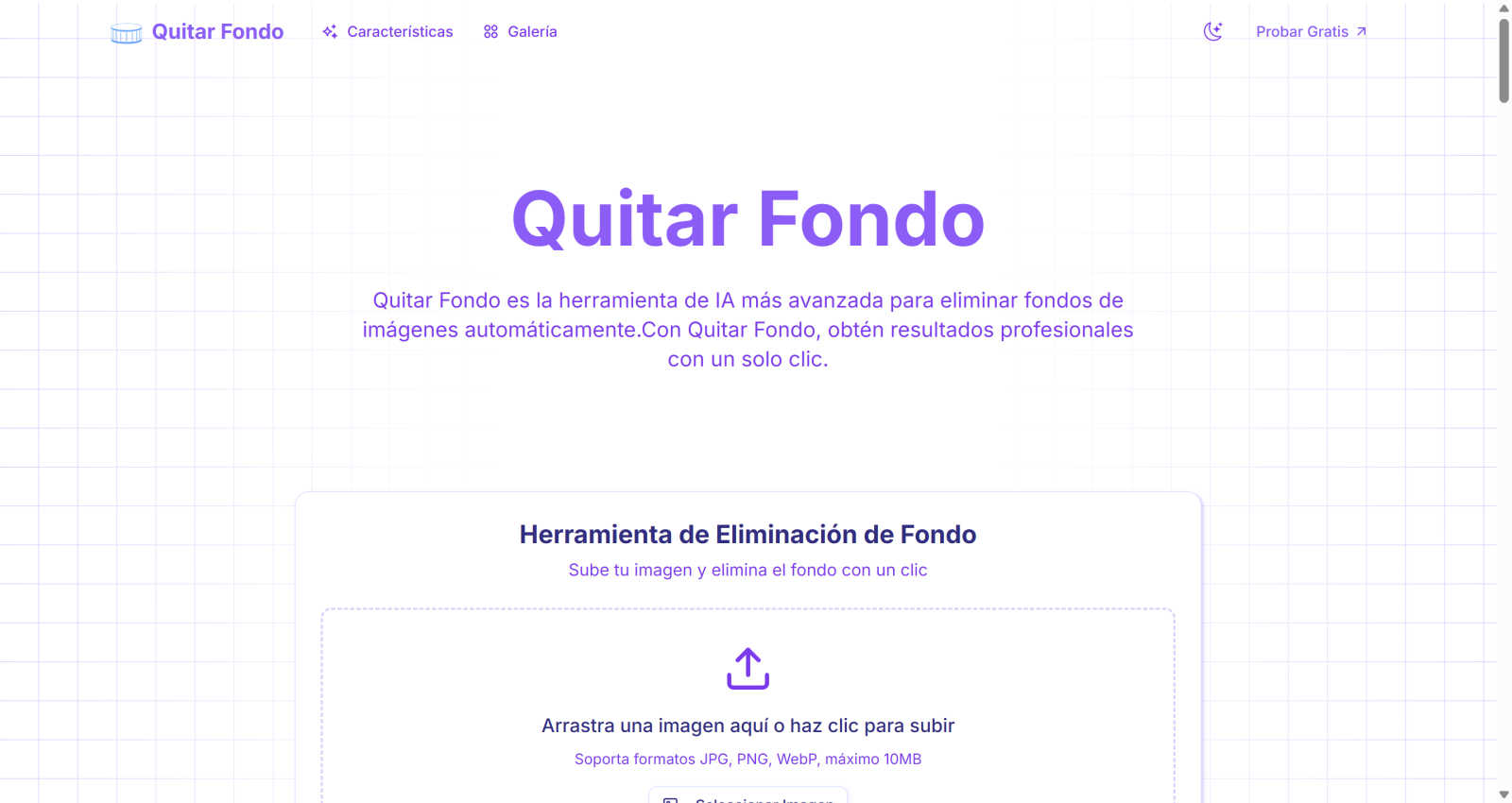 Quitar Fondo AI tool interface and features