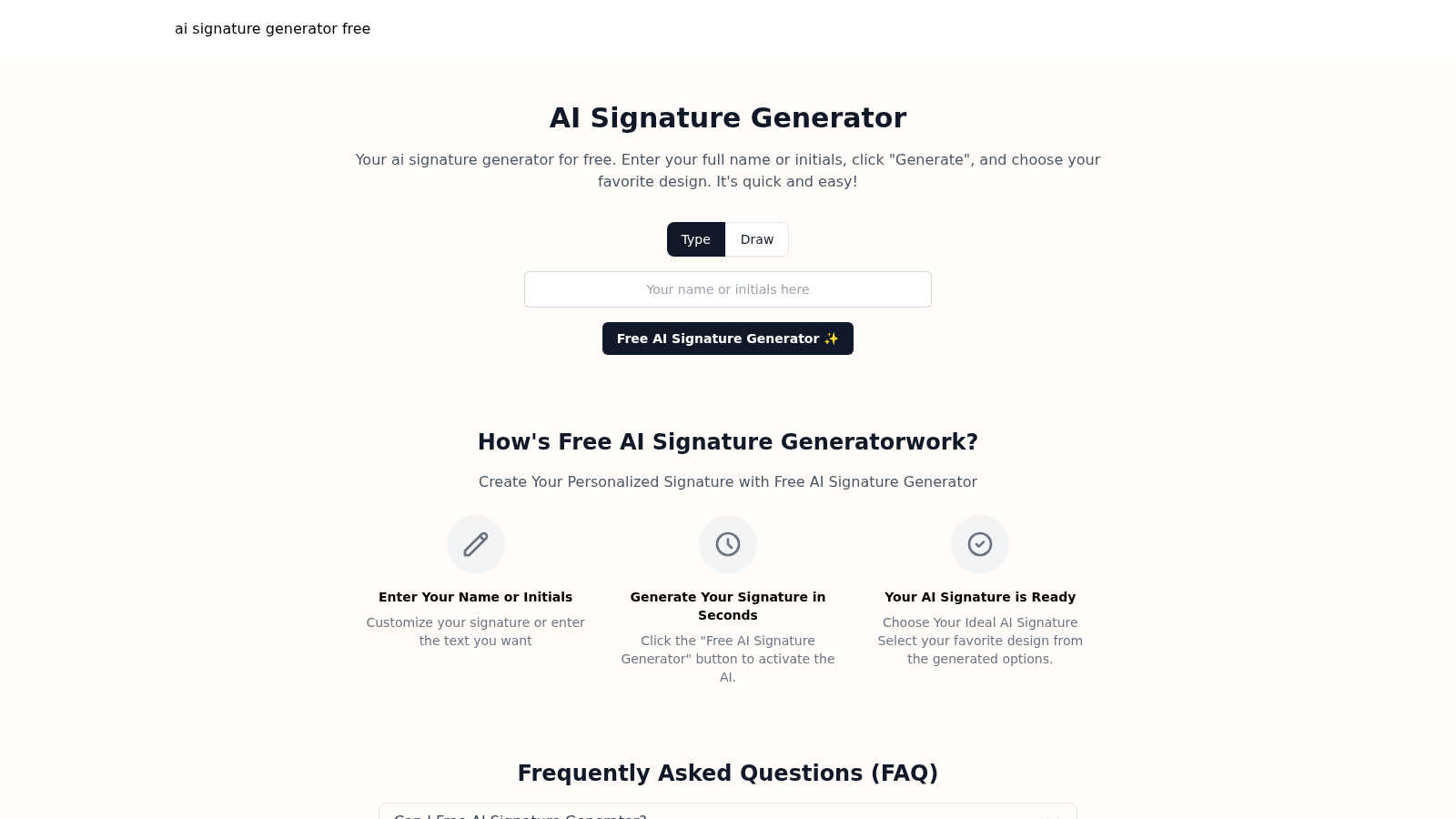 AI Signature Generators AI tool interface and features