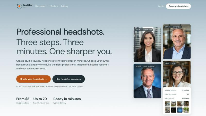 Headshot.ltd AI Headshot Generator application interface and features