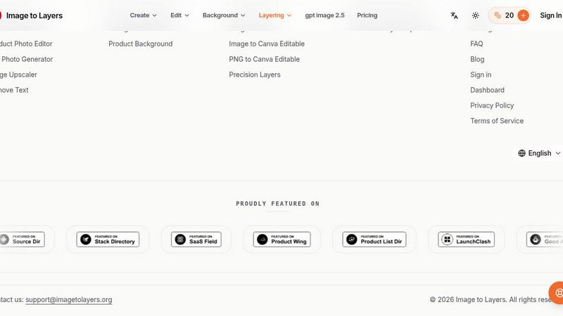 Image to Layers AI application interface and features