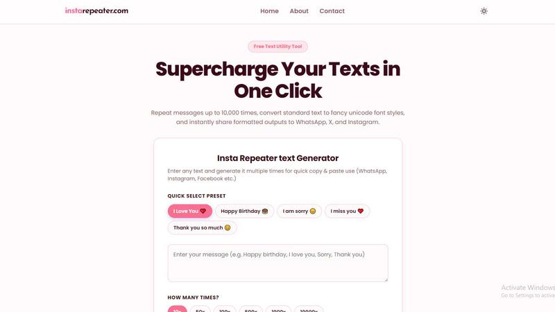 Insta Repeater application interface and features