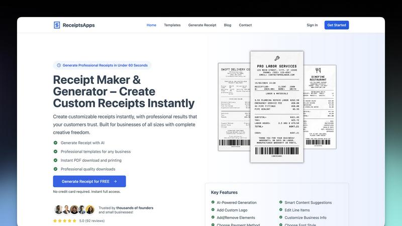 ReceiptsApps application interface and features